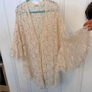 Free People Ivory Lace Cardigan